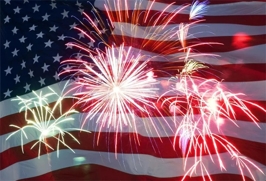 Fireworks With American Flag